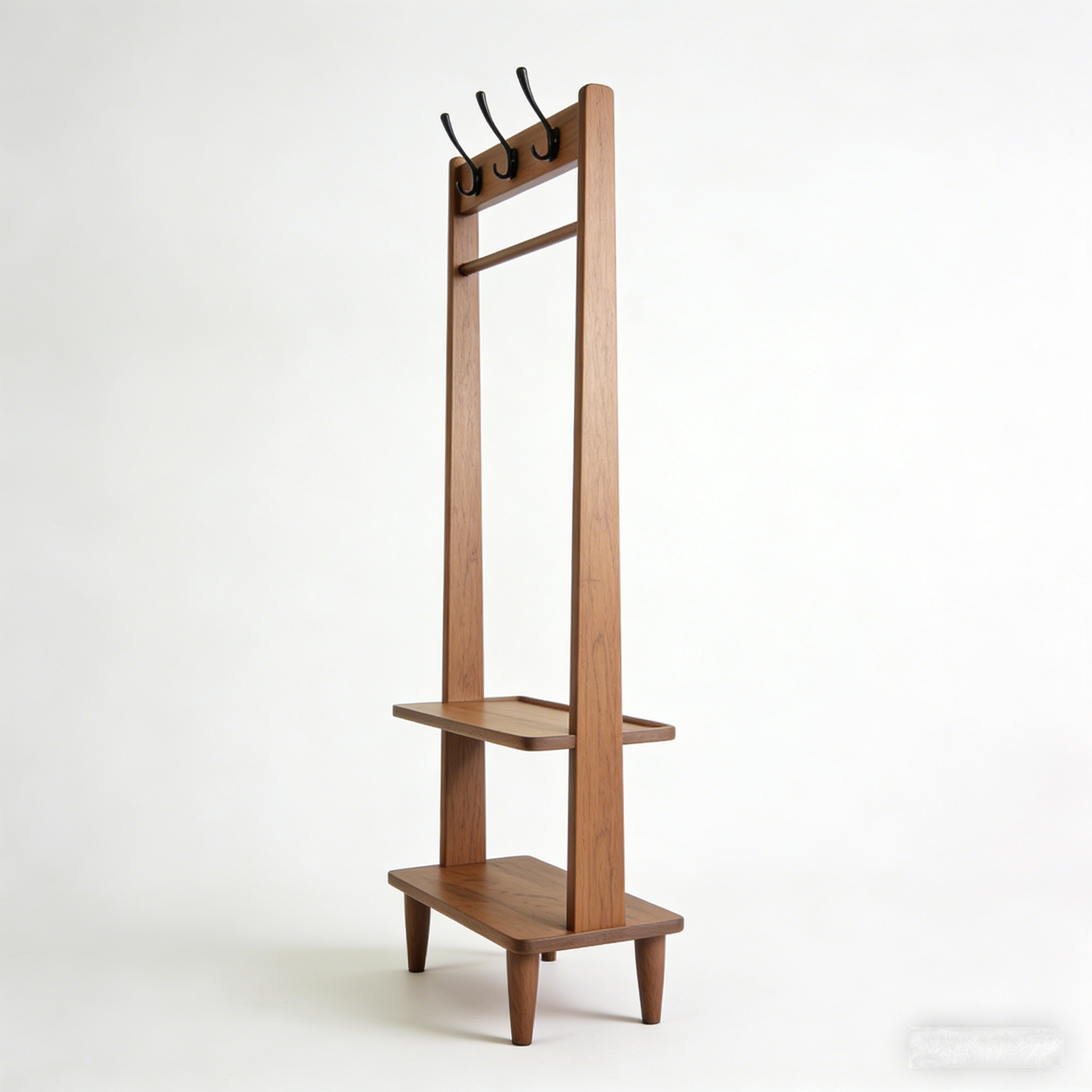 OakHaven Entryway Organizer: The Mid-Century Wooden Coat Rack