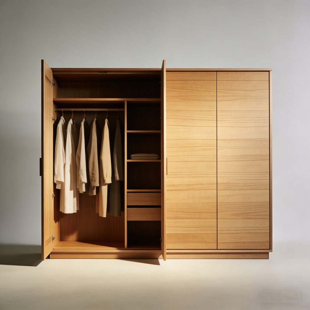 OakCove Sliding Door Wardrobe: The Minimalist Wooden Clothing Storage