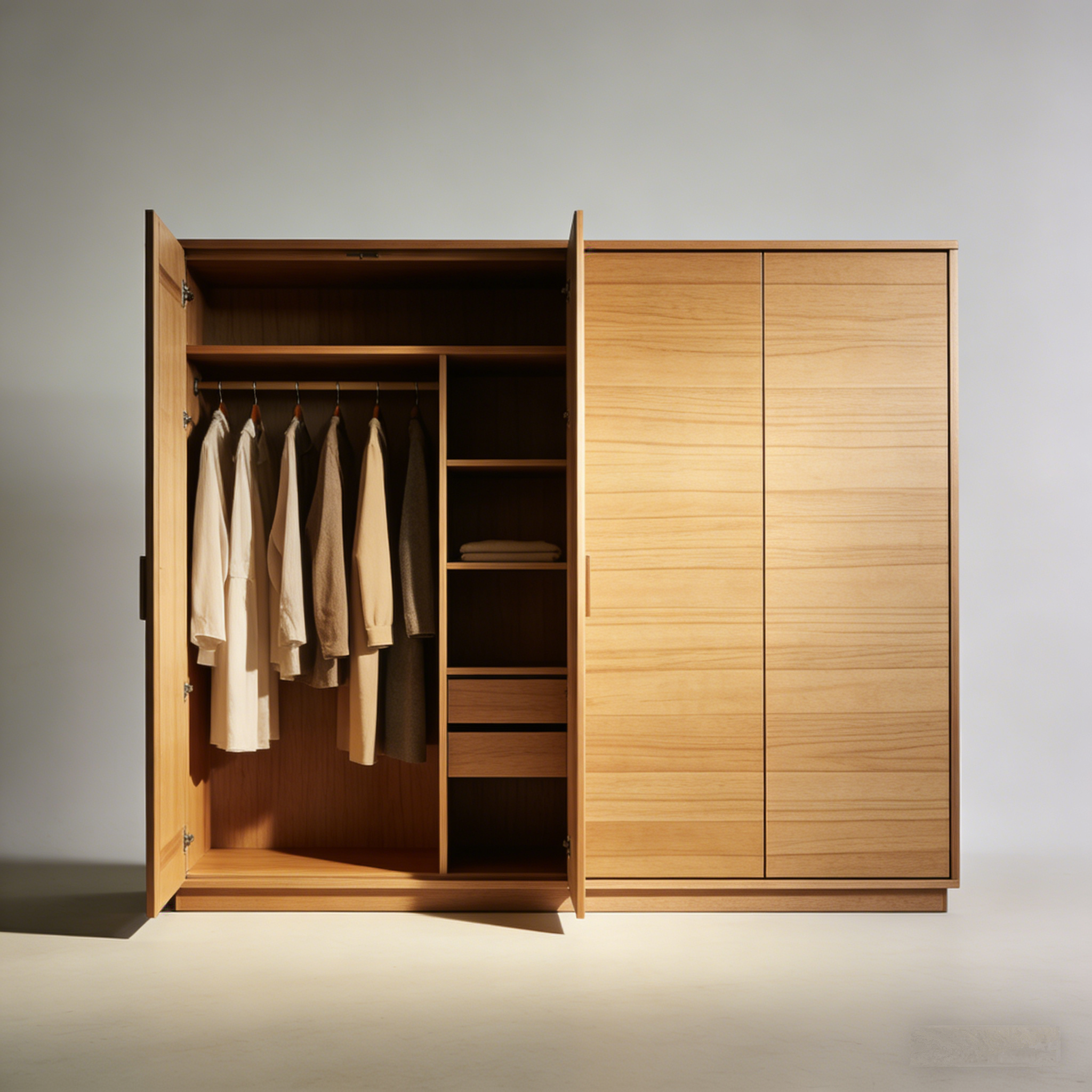 OakCove Sliding Door Wardrobe: The Minimalist Wooden Clothing Storage