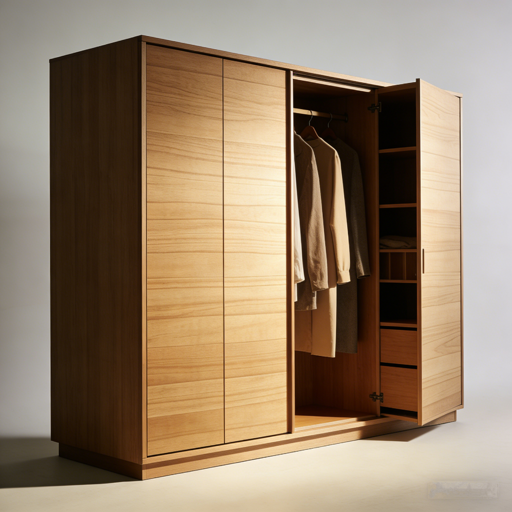 OakCove Sliding Door Wardrobe: The Minimalist Wooden Clothing Storage