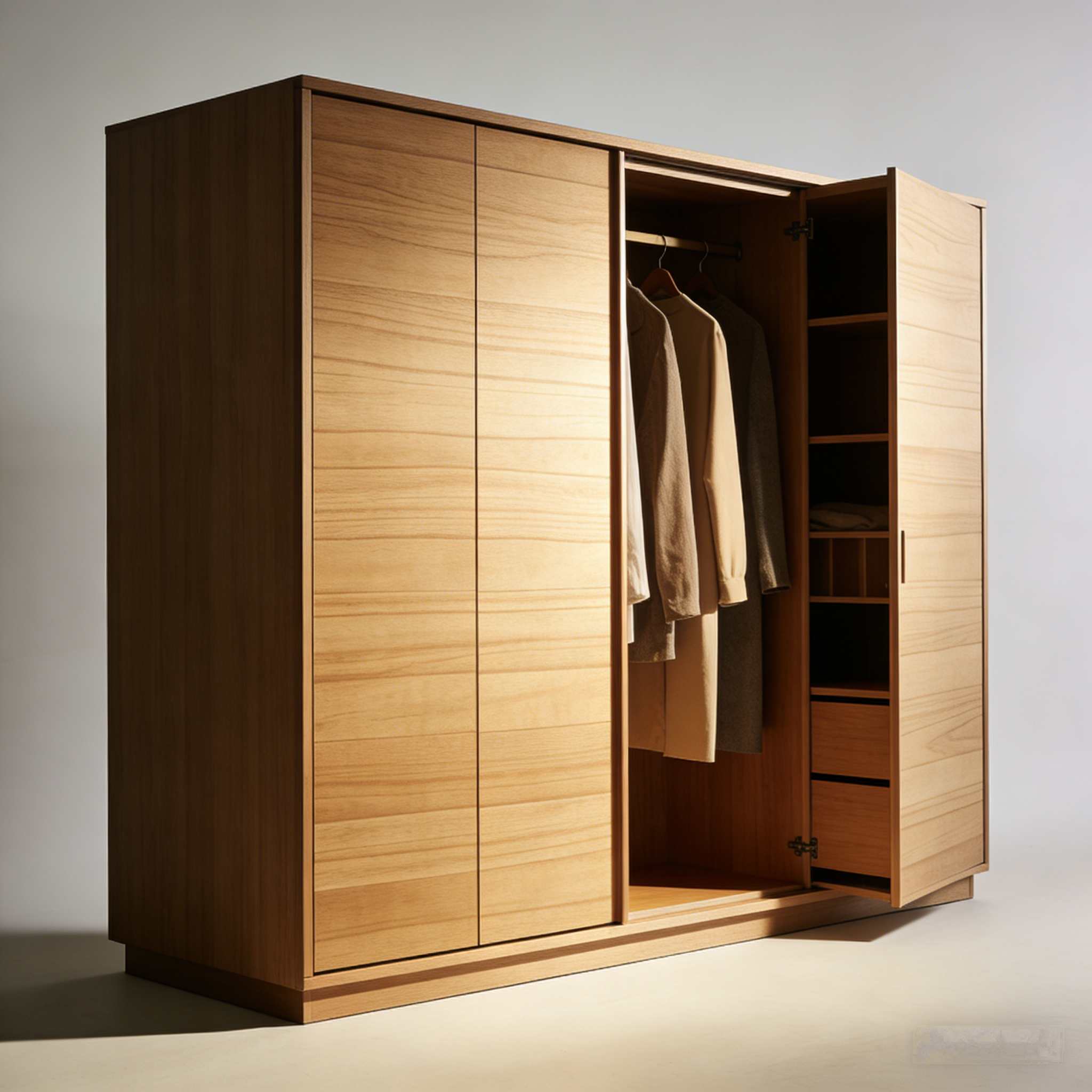 OakCove Sliding Door Wardrobe: The Minimalist Wooden Clothing Storage
