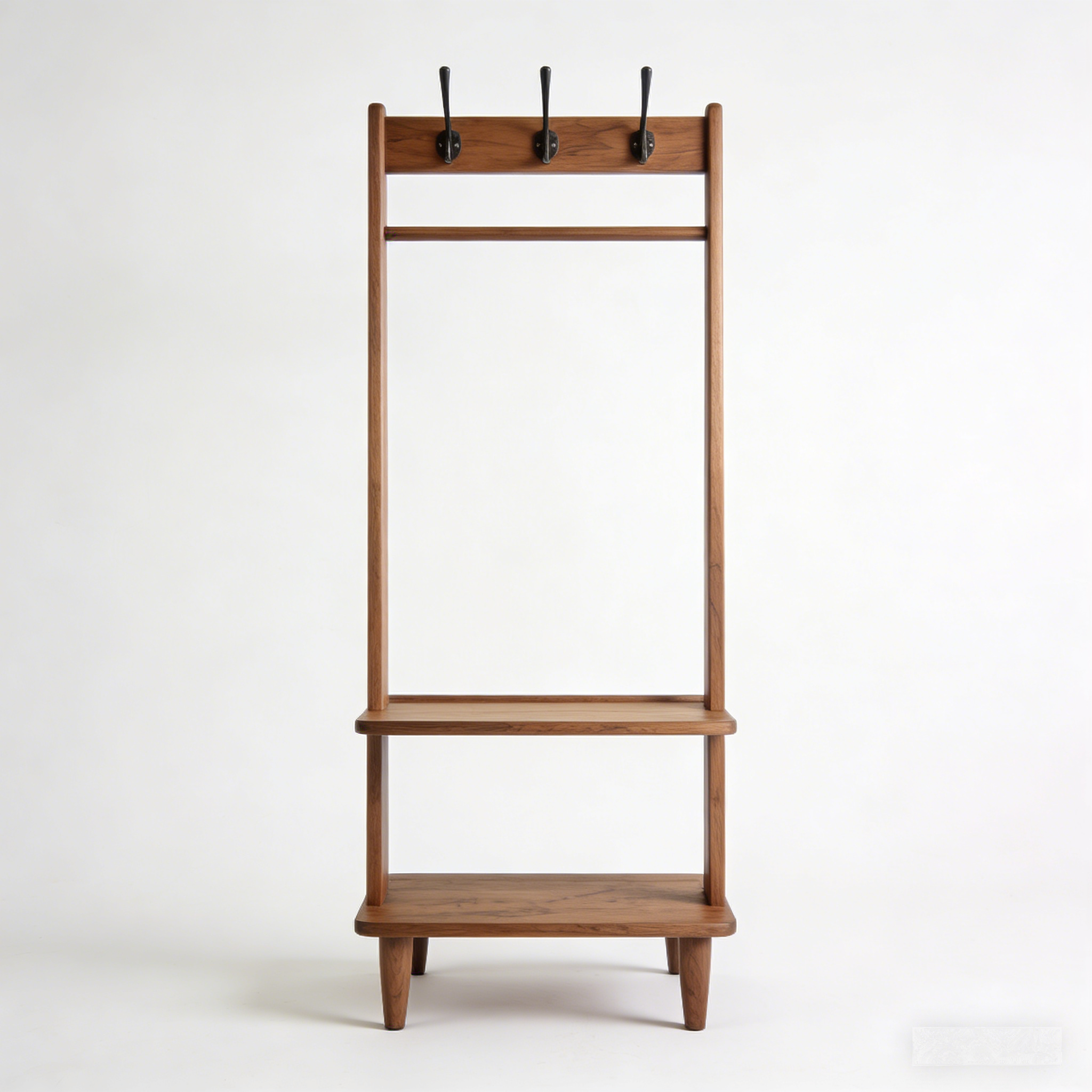 OakHaven Entryway Organizer: The Mid-Century Wooden Coat Rack