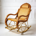 RegalWeave Rattan Rocking Chair: The Carved Wood & Gold Luxury Rocker